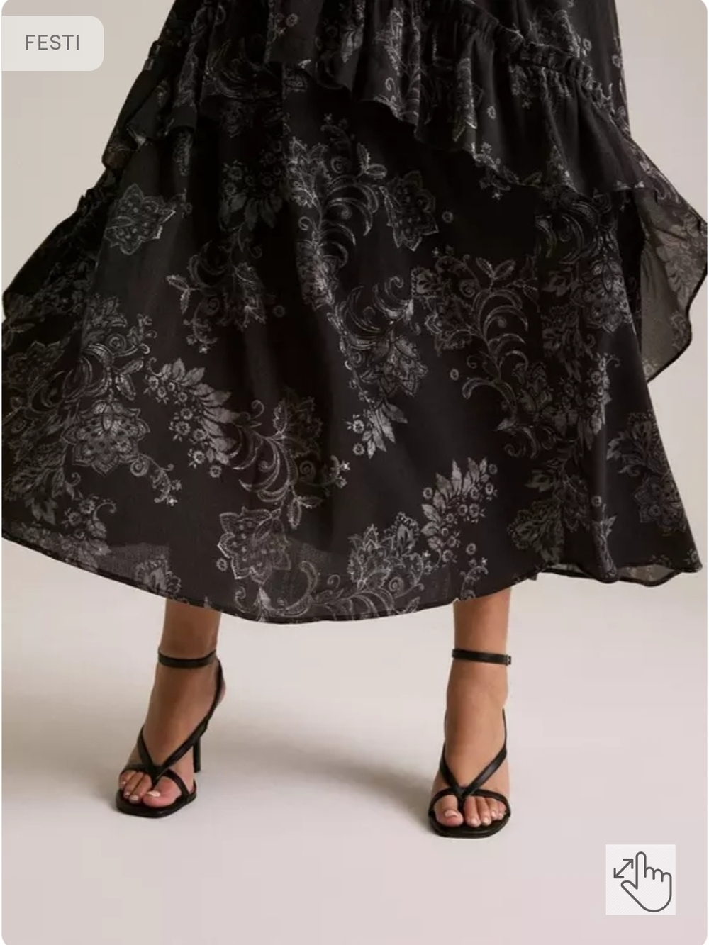 FESTI Plus Size Black Floral Ruffle Tiered Maxi Dress - Picture 5 of 6